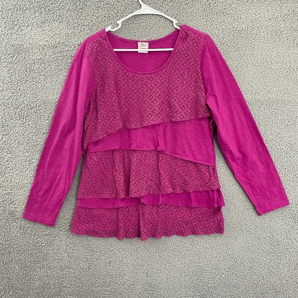 Adrian Dilafield Zig Zag Layered Women L Pink Long Sleeve Top‎